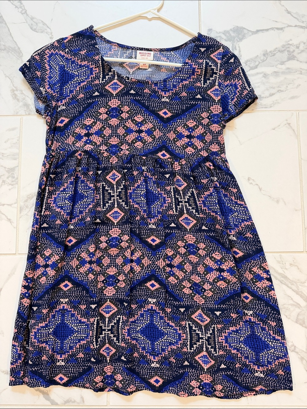 Mossimo Supply Co. Navy & Pink Geometric Knit Tunic Dress